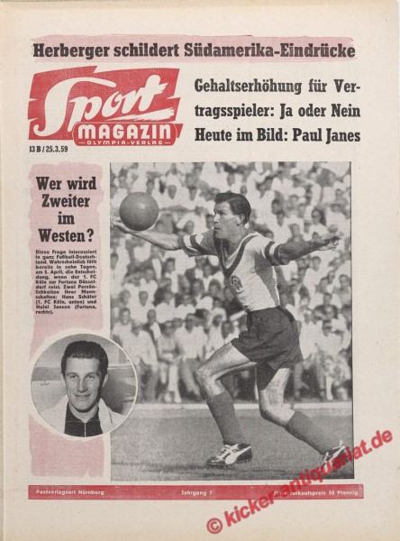 Sportmagazin Nr. 13B, 26.3.1959 bis 1.4.1959