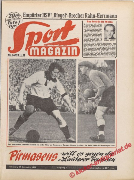 Sportmagazin Nr. 16B, 19.11.1953 bis 25.11.1953