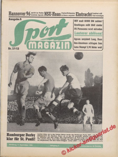 Sportmagazin Nr. 37A, 9.9.1953 bis 15.9.1953