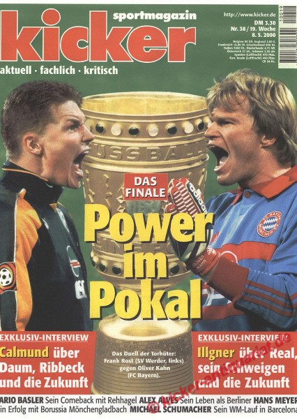 Kicker Sportmagazin Nr. 38, 8.5.2000 bis 14.5.2000