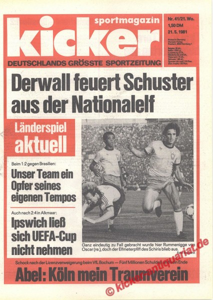 Kicker Sportmagazin Nr. 41, 21.5.1981 bis 27.5.1981