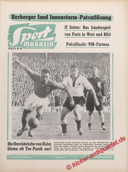 Sportmagazin Nr. 43A, 27.10.1958 bis 2.11.1958