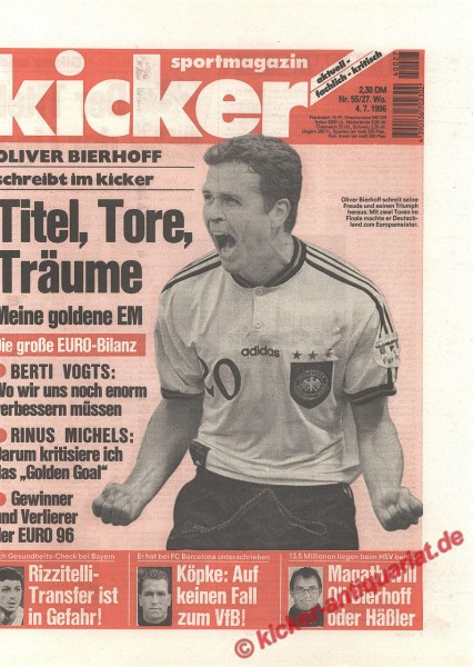 Kicker Sportmagazin Nr. 55, 4.7.1996 bis 10.7.1996