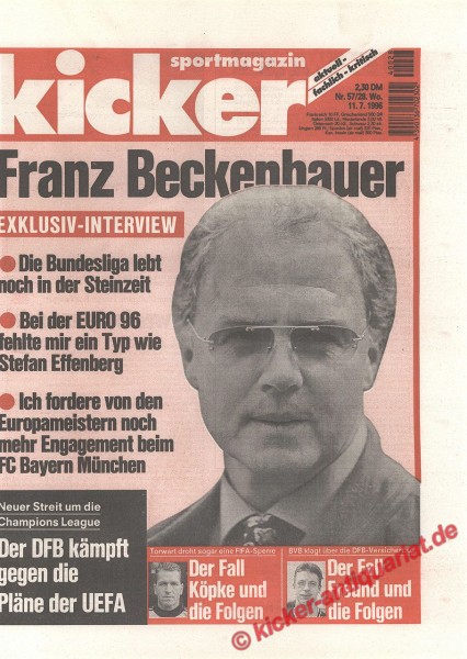 Kicker Sportmagazin Nr. 57, 11.7.1996 bis 17.7.1996