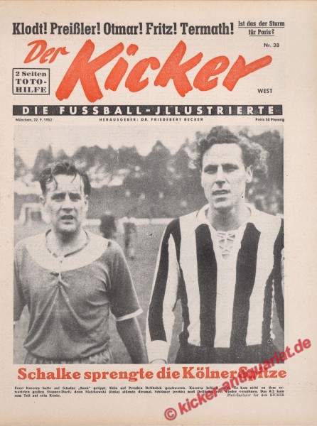 Kicker Nr. 38W, 22.9.1952 bis 28.9.1952