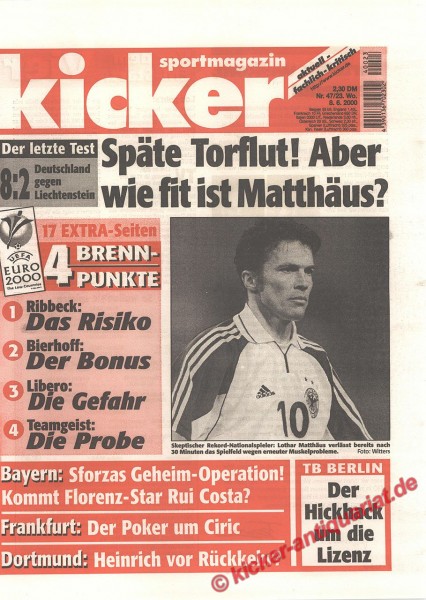 Kicker Sportmagazin Nr. 47, 8.6.2000 bis 14.6.2000