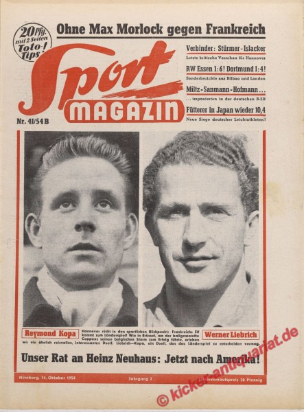 Sportmagazin Nr. 41B, 14.10.1954 bis 20.10.1954