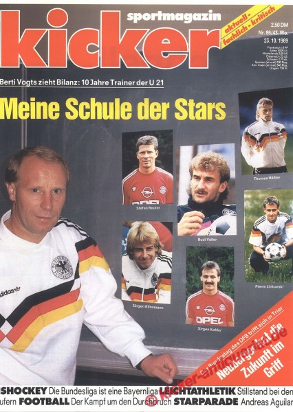 Kicker Schlagzeile: Berti Vogts zieht Bilanz: 10 Jahre Trainer der U 21. Meine Schule der Stars. 