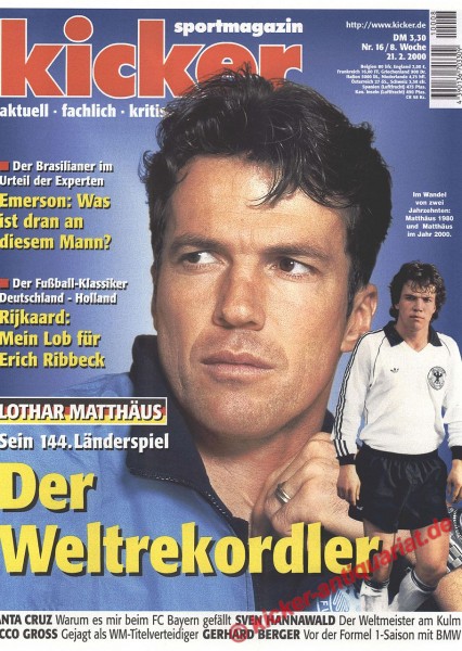 Kicker Sportmagazin Nr. 16, 21.2.2000 bis 27.2.2000