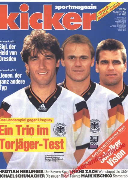 Kicker Sportmagazin Nr. 82, 11.10.1993 bis 17.10.1993