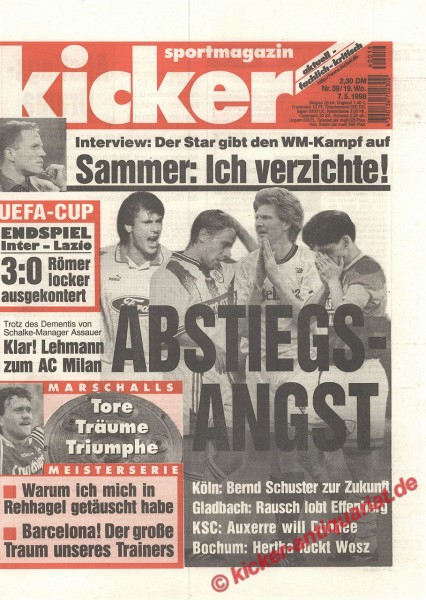 Kicker Sportmagazin Nr. 39, 7.5.1998 bis 13.5.1998