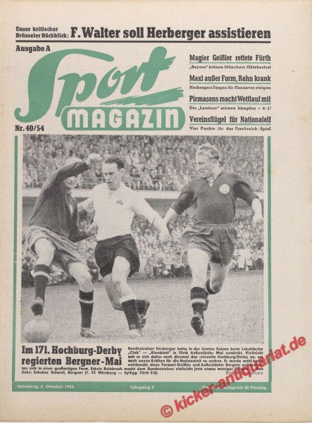 Sportmagazin Nr. 40A, 4.10.1954 bis 10.10.1954