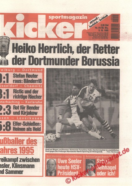 Kicker Sportmagazin Nr. 81, 5.10.1995 bis 11.10.1995