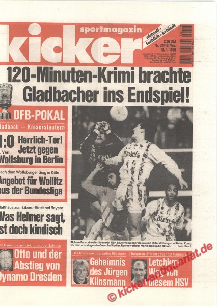 Kicker Sportmagazin Nr. 31, 13.4.1995 bis 19.4.1995