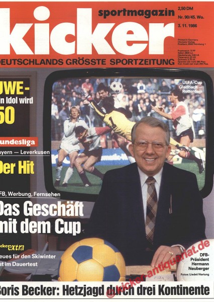 Kicker Sportmagazin Nr. 90, 3.11.1986 bis 9.11.1986